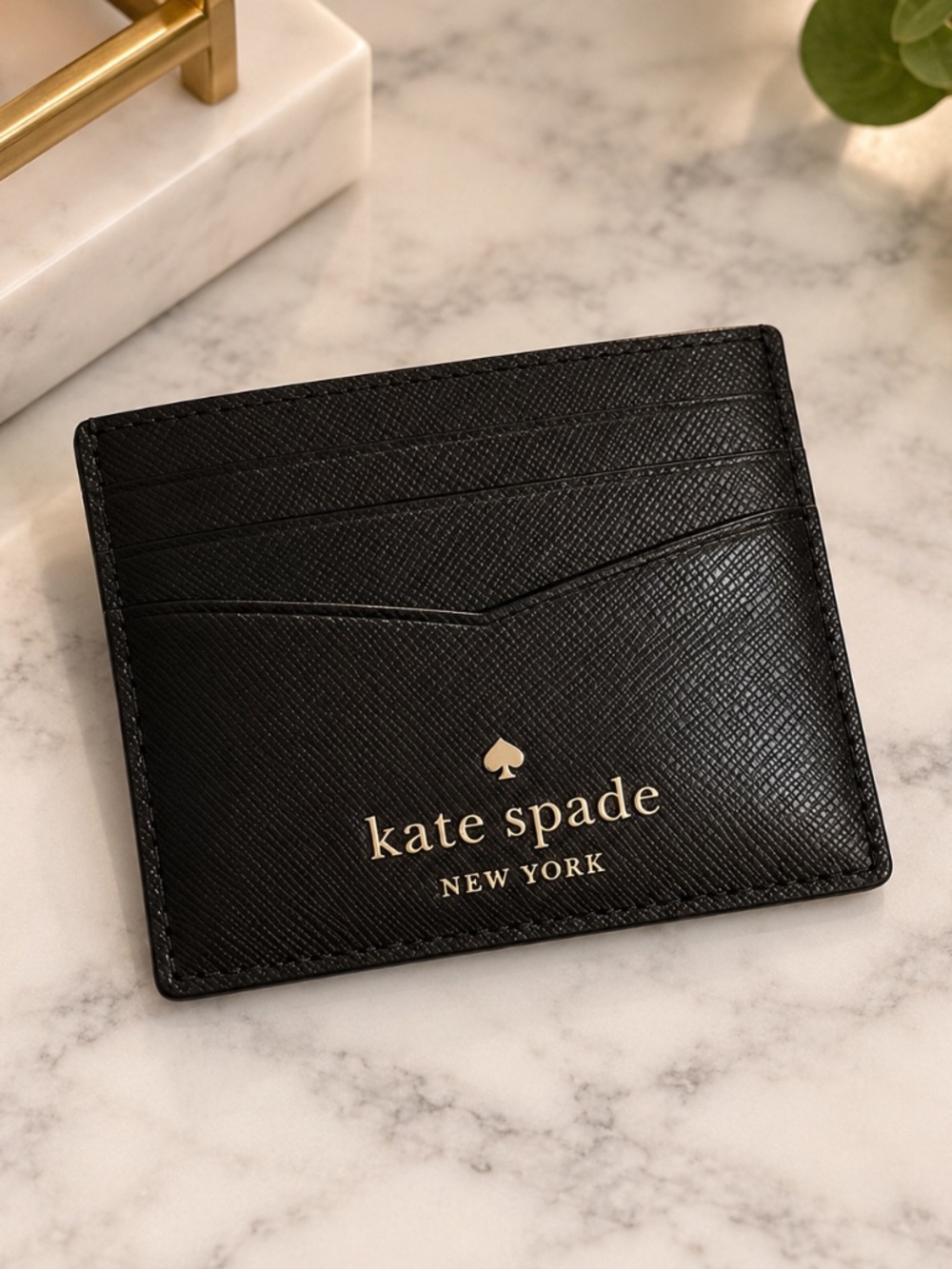 **Kate Spade Black Saffiano Leather Card Holder**